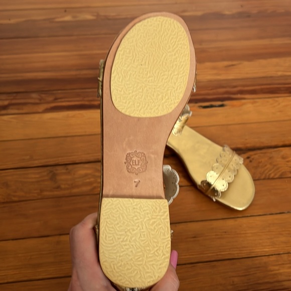 ELF Midsummer Gold Leather Sandals with Hand Cut Detailing - Picture 10 of 13